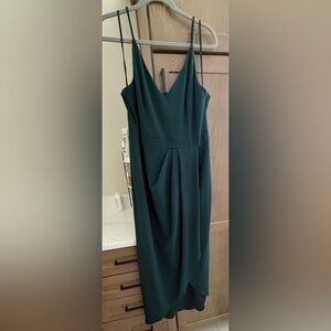 Anthropologie Teal V-Neck Midi Slip Dress